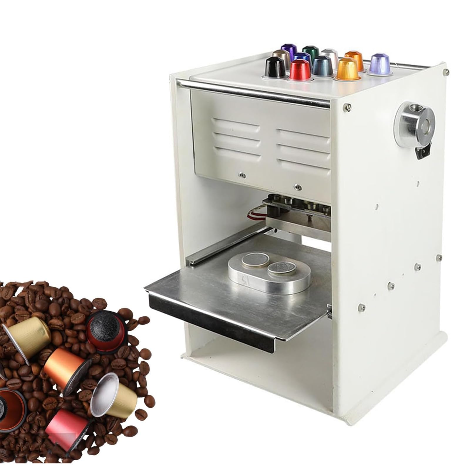 AYCDL Manual Coffee Capsule Cup Sealer Machine,No Leakage, Seals 37mm To 54mm Capsules,for Coffee Shops,Home,2 holes (37mm)