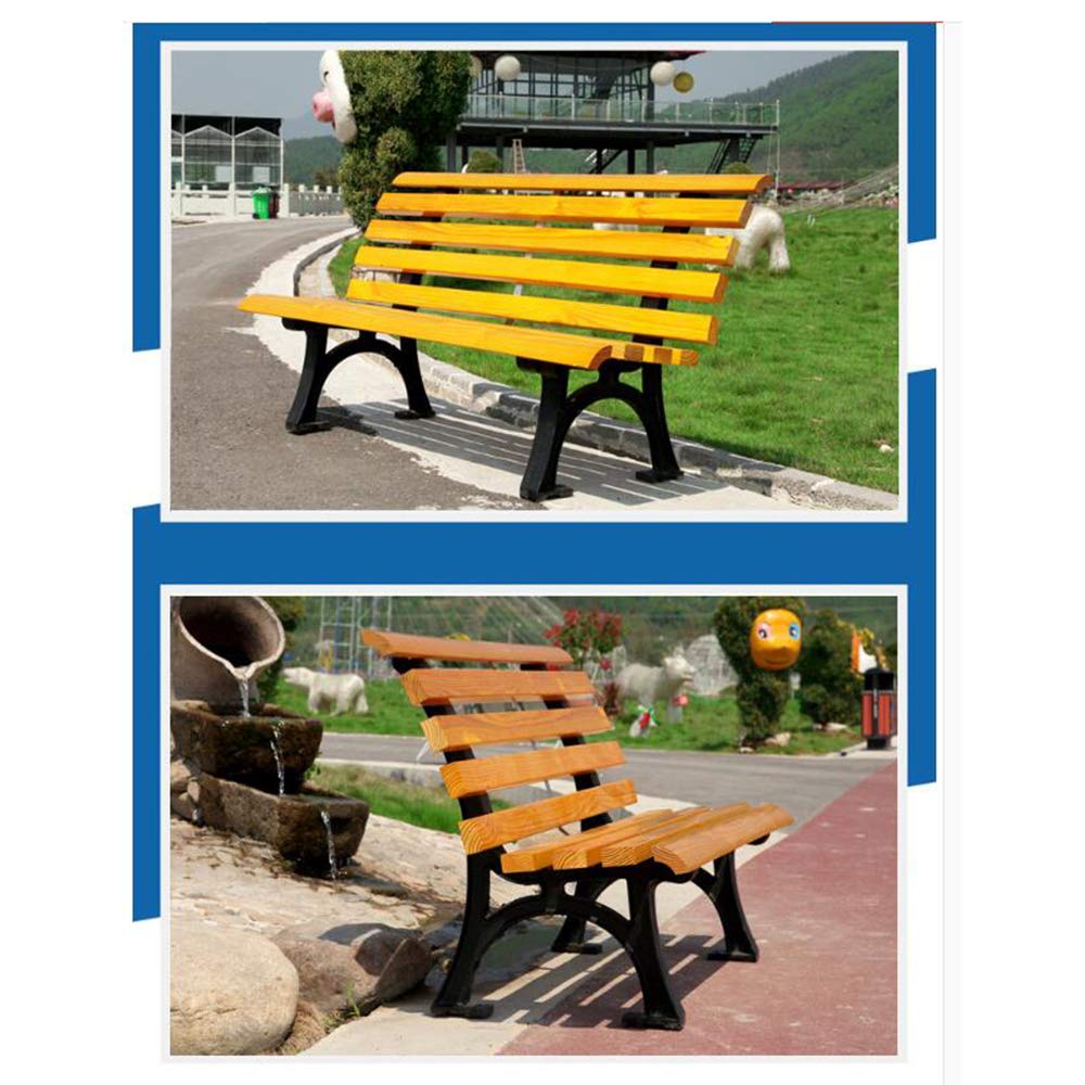 Banco de jardín para terraza, Banco de Exterior, Banco Infantil con Respaldo, Silla de jardín, Capacidad para 2-3 Personas, Banco de jardín de Hierro Fundido anticorrosivo de Madera Maciza,