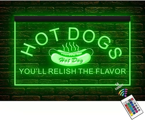 Miniatura 5 de 110262 Hot Dogs Cafe Bar Shop Restaurant - Letrero de neón con luz LED abierta (12 x 8 pulgadas, naranja)