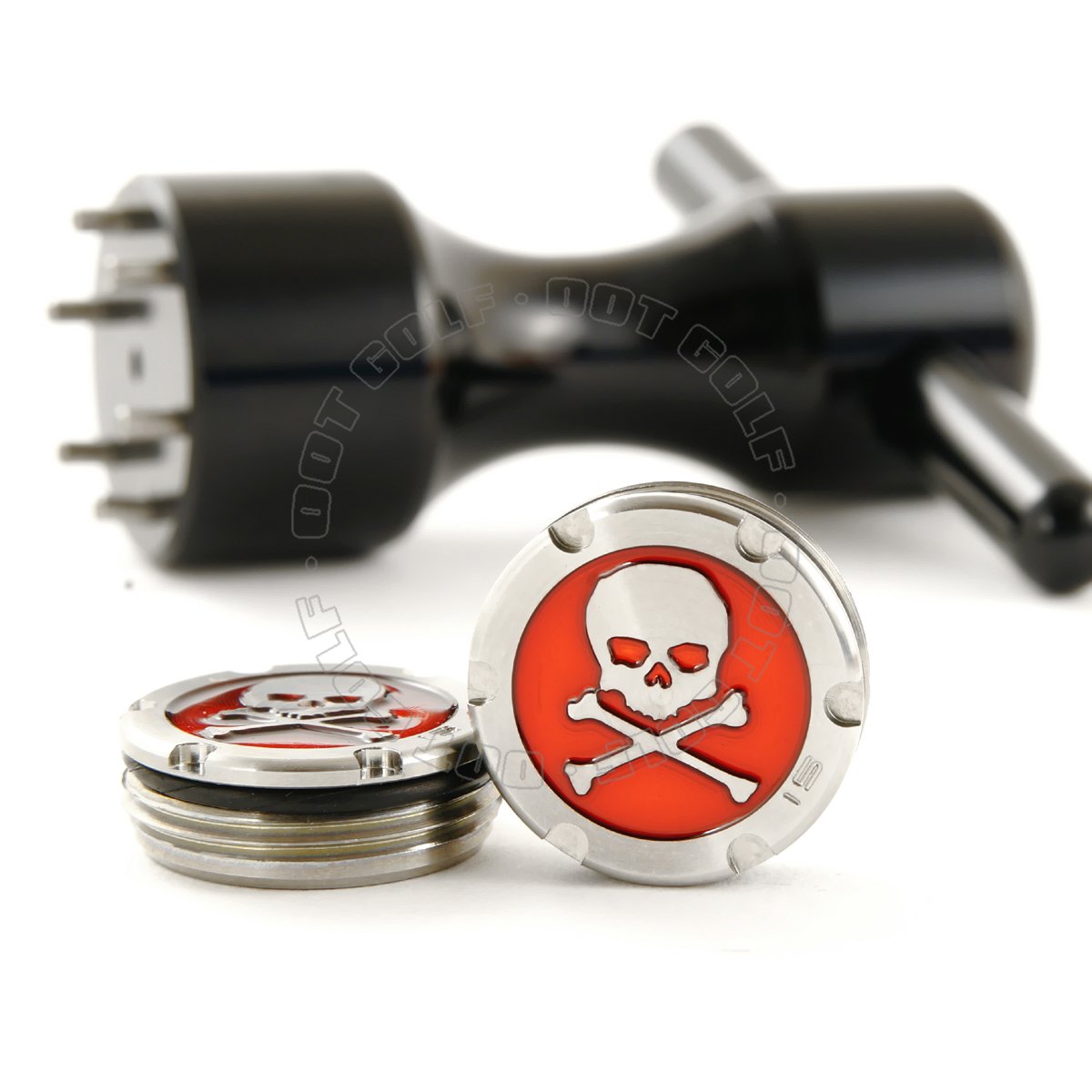 19th Hole Custom Shop 2 of 15g Deluxe Tour Style Weights for Scotty Cameron Putters + Wrench, Skull, Red (Black)