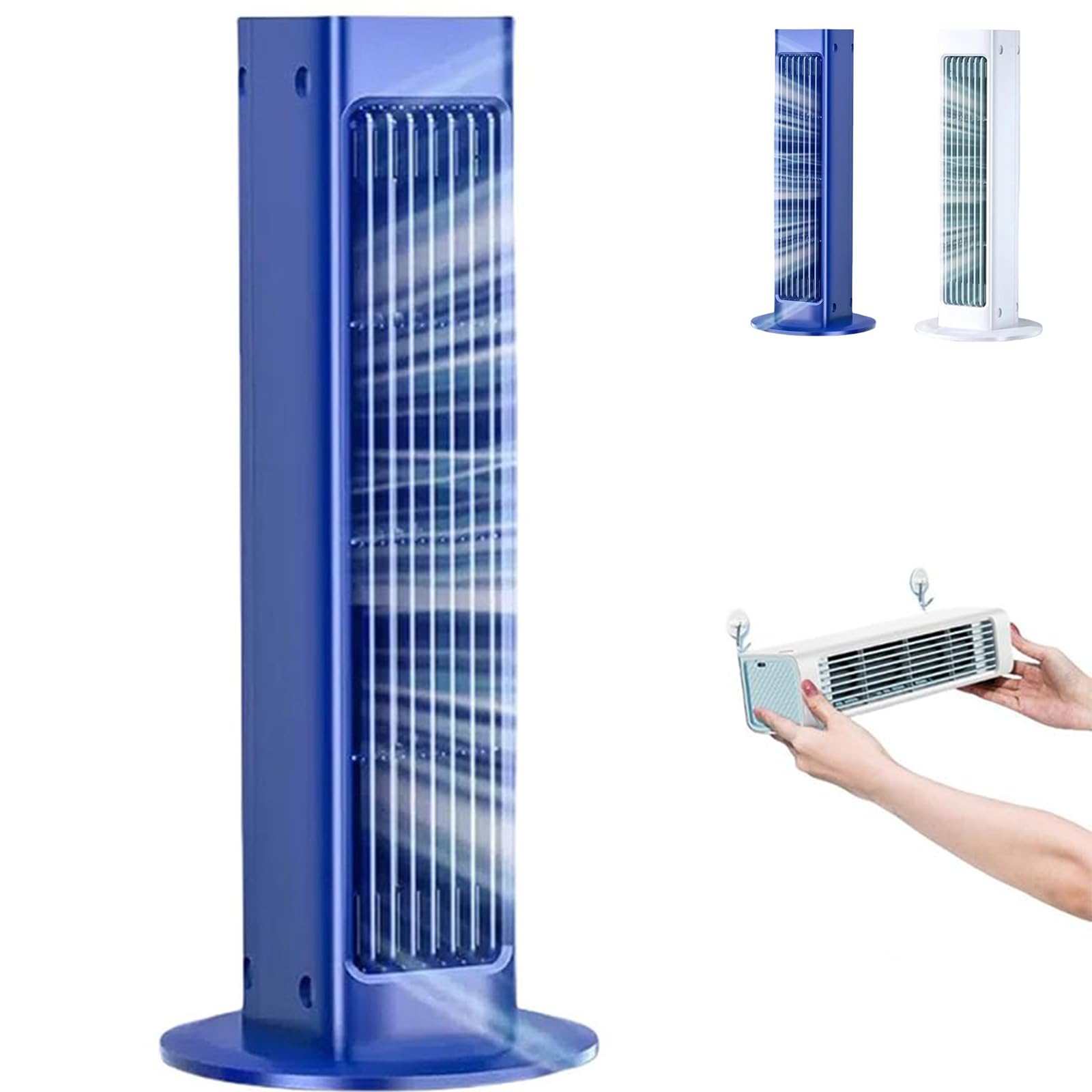 Qinux PolarBreeze, Rapid Cool PolarBreeze Air Conditioner, New Improved No Drilling, 3 Speeds, Ultra Quiet Energy Efficient, High Wind Cooling, Beat the Scorching Heat & Humidity (Blue-Plug-in)