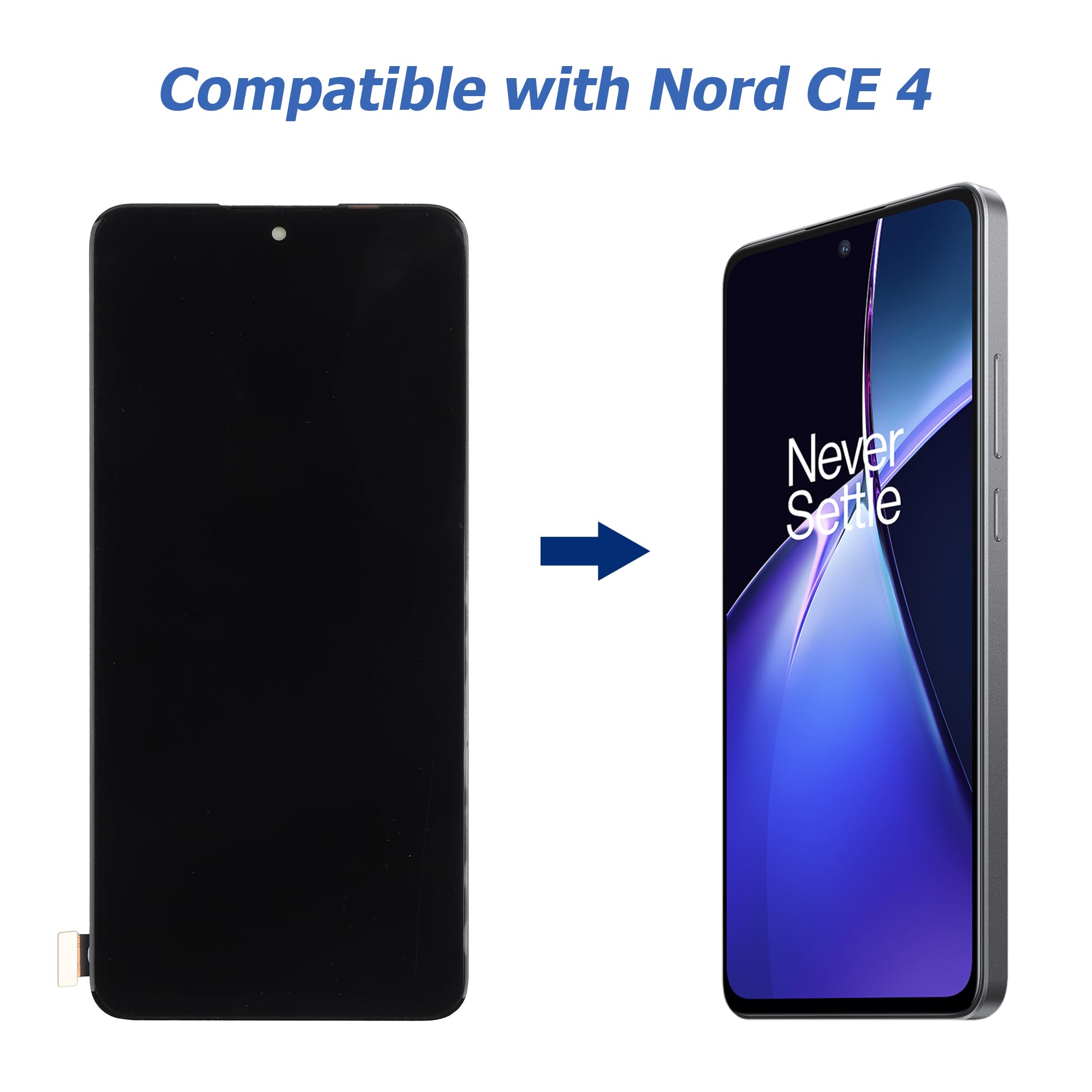 [z ramką] Zamiennik wyświetlacza OLED, kompatybilny z Onepl-us Nord CE 4 [6,7"] CPH2613 LCD Touch Screen z zestawem narzędzi