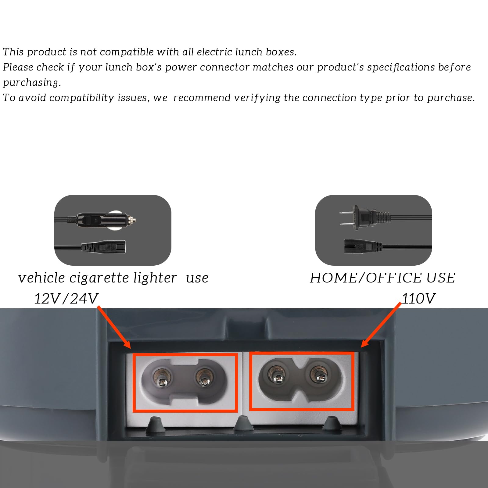 Fiambrera eléctrica, cable de alimentación de 12 V/24 V/110 V, cable de alimentación calentado de 32 pulgadas, cable de alimentación portátil de repuesto para calentador de alimentos (tipo A) 4
