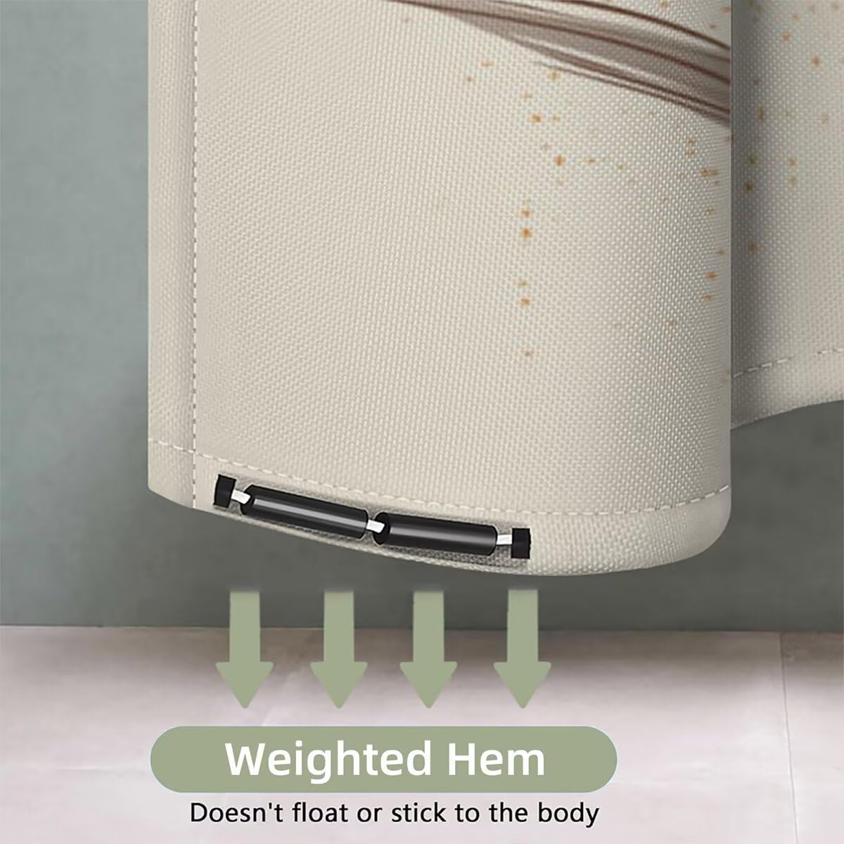 Duschvorhang 240x200 cm, Duschvorhang Beige Muster, Anlage Shower Curtains mit 12 Plastik Duschrollo Haken, Duschvorhänge mit Gewicht Waschbar Wasserdicht Stoff Polyester für Badewanne Deko, -5099