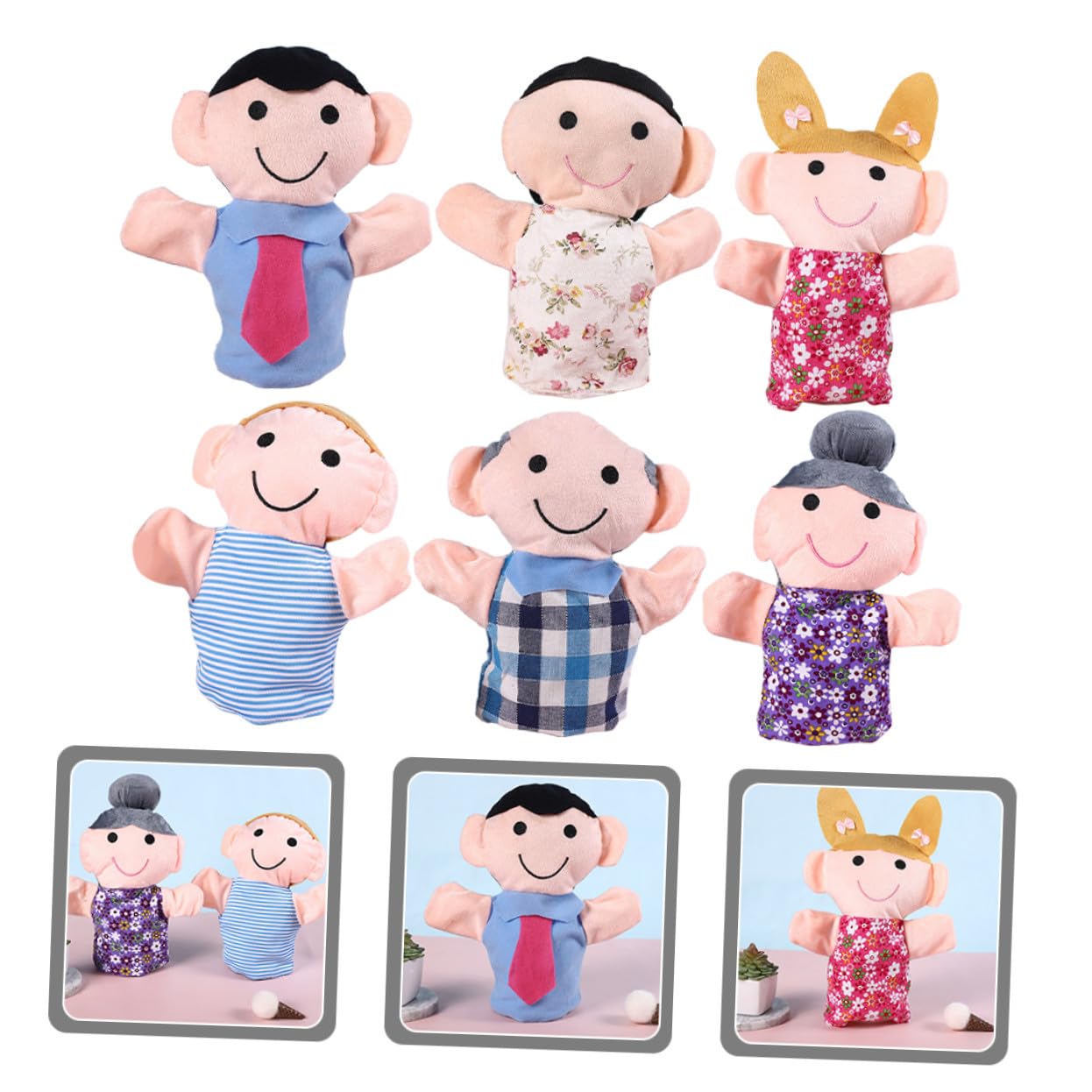 SOIMISS 6 pezzi Burattini da Mano per Marionette Educative in Morbido Cotone PP Gioco di Ruolo Creativo per Sviluppo Manualità e Immaginazione