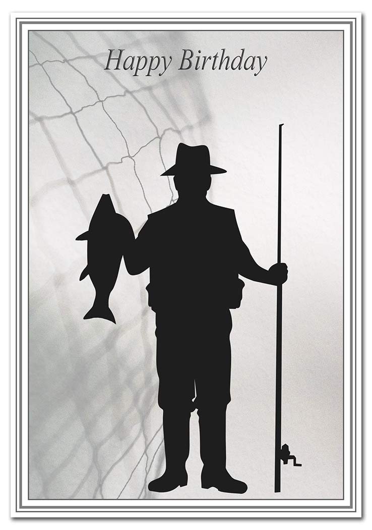 Fishing Birthday Cards - Unusual Unique Cool - Men Male Boys Kids Sports (Happy Birthday Card – Fishing Theme)