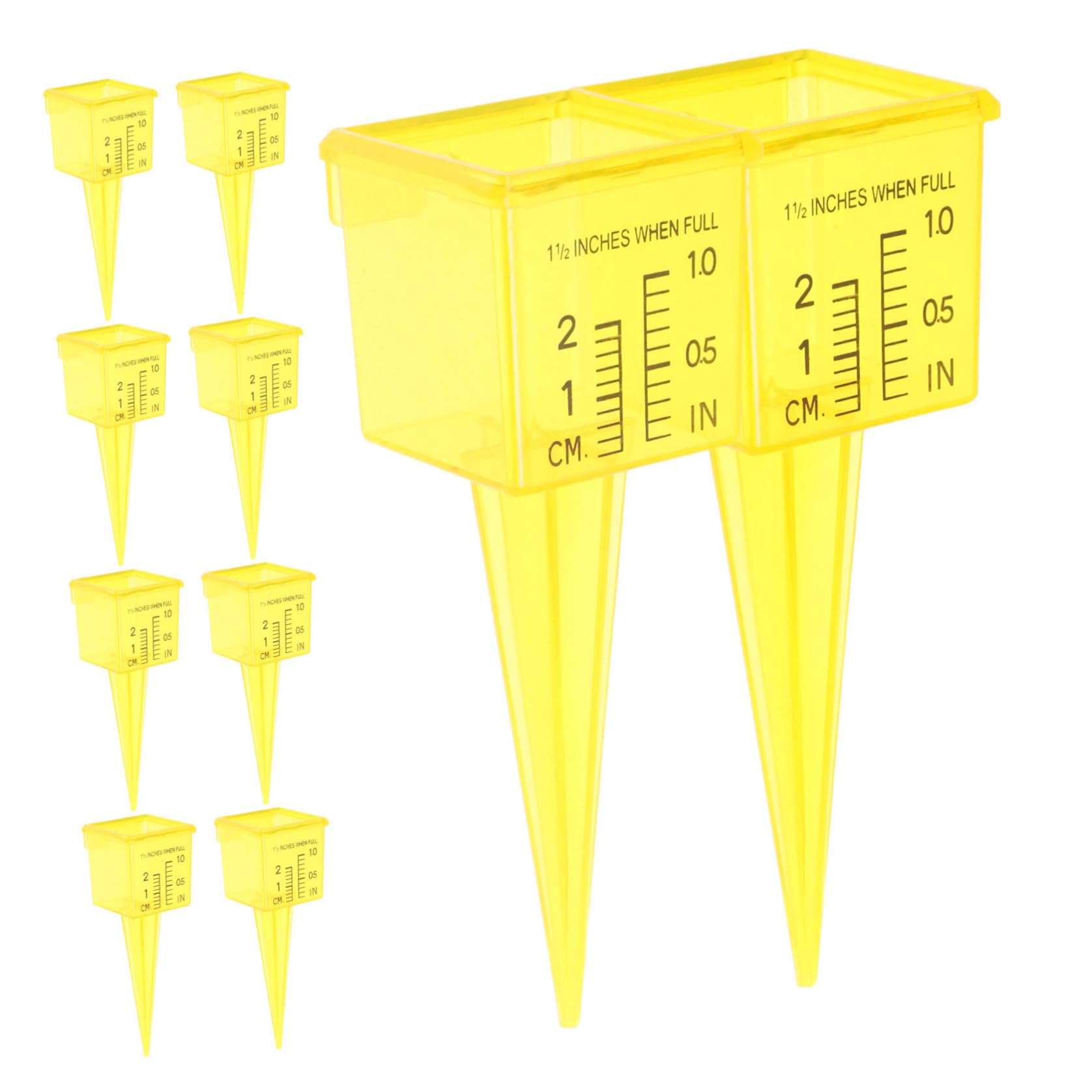 Alasum 20 Pezzi Pluviometro per Prato e Giardino in Plastica Giallo da 1,5 Pollici, Strumento Portatile per Misurazione Acqua Irrigatore, per Cortile e Uso Esterno