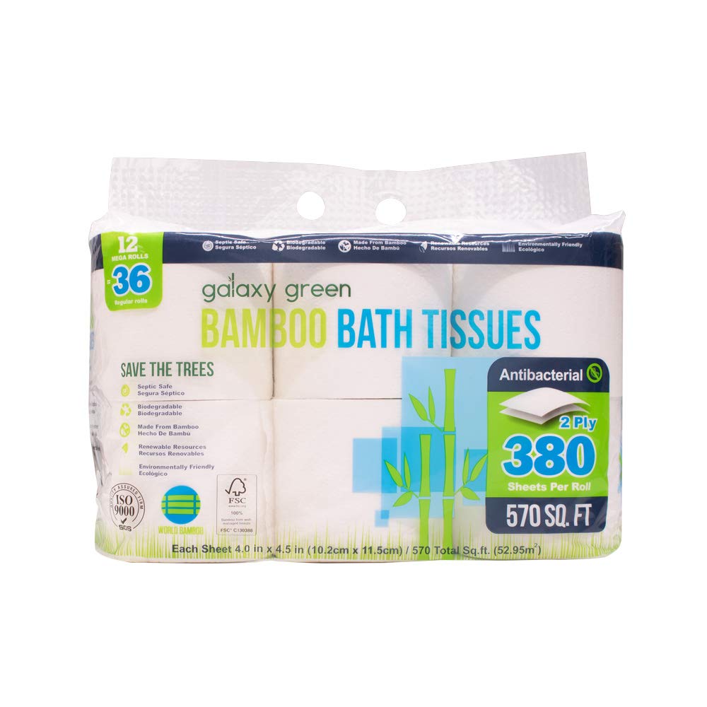 Amazon.com: Galaxy Green Bamboo Bath Tissue Paper, 380 sheet 2 ply