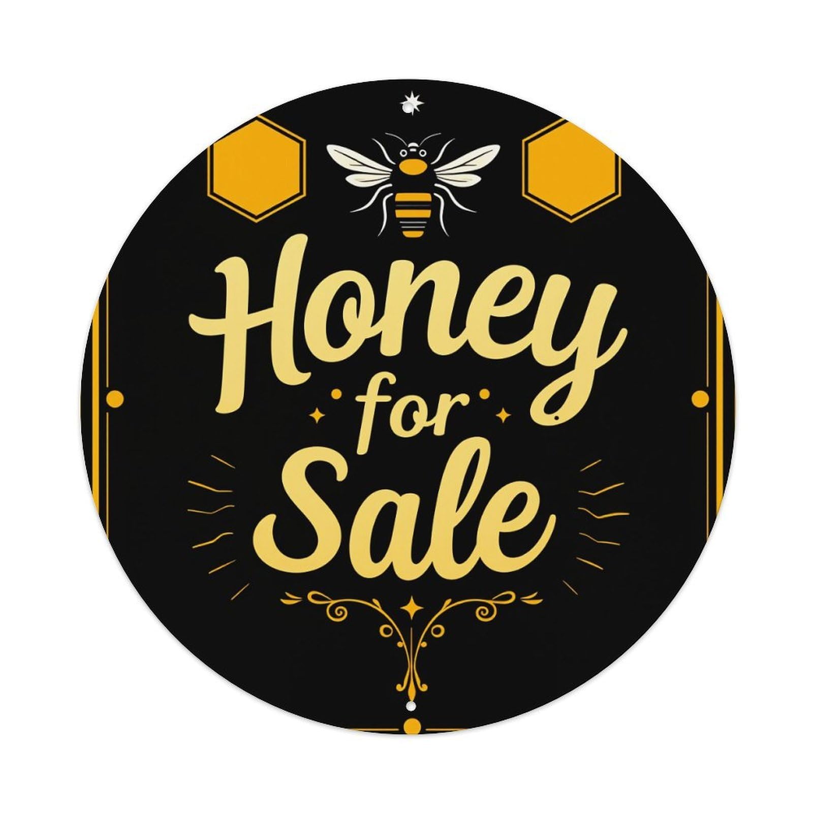 Honey Bee Hexagon Pattern Metal Tin Sign Vintage Garden Bedroom Cafe Bar Man Cave Home Wall Decor Metal Poster 8x8 inches