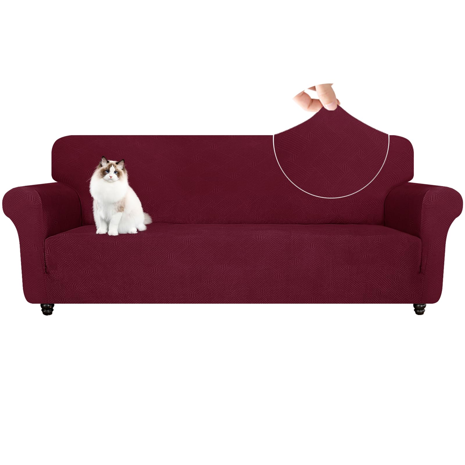 YSTELLAA Navidad Elasticas Funda Sofa 4 Plazas con Reposabrazos, Universal Fundas De Sofa Ajustables, Gruesa, Antideslizante, Antiarañazos, Antimanchas, Confort Suavidad, Rojo Global Recycled Standard Global Recycled Standard Global Recycled Standard
