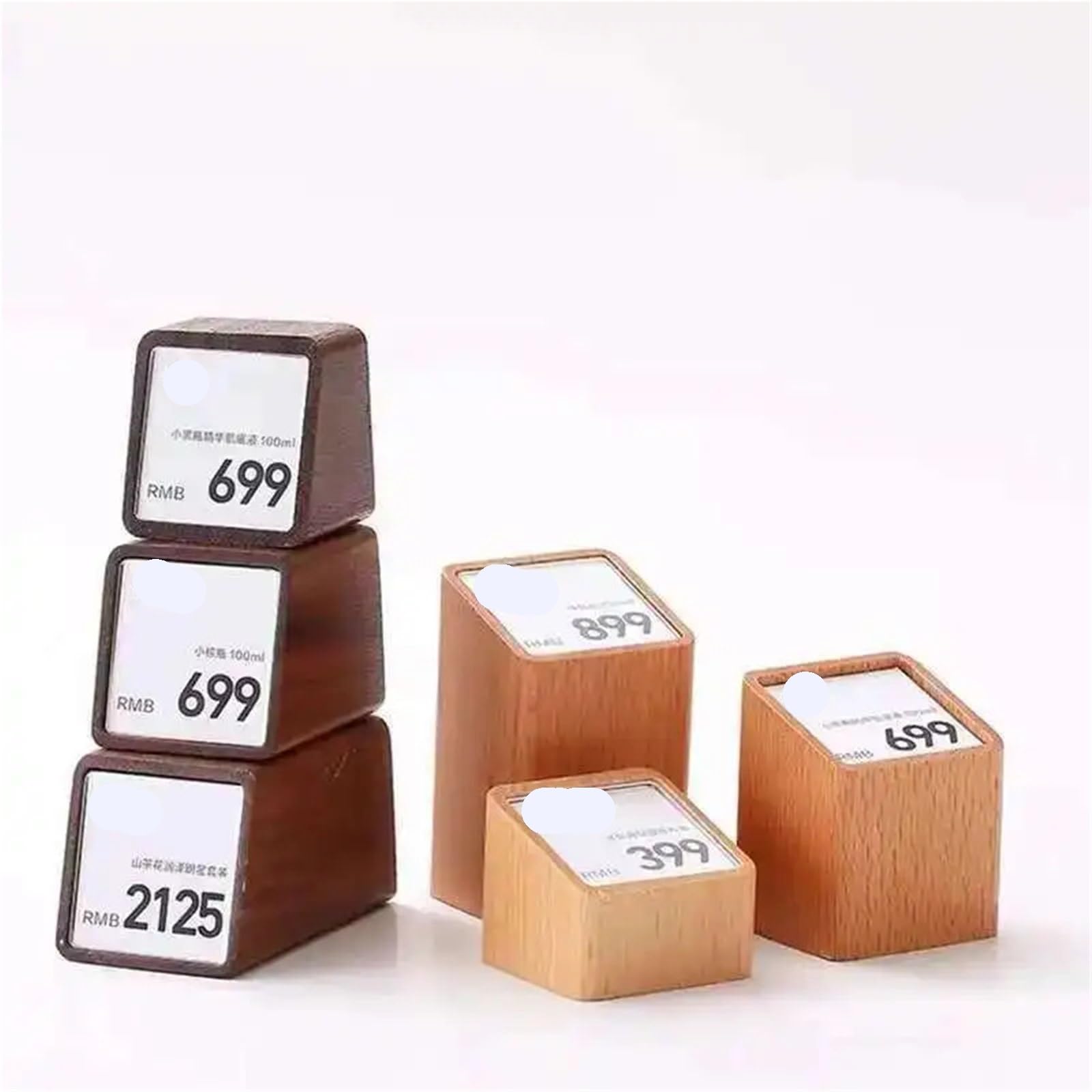 6 Stück Acryl-Preisschild-Halter Präsentationsständer Tisch Mini-Würfel Schmuck Etikett Schild Uhr (Farbe 1 klein)