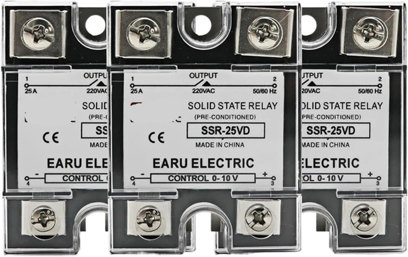 SSR-10VD SSR-40VD SSR 25A 80A 100A Single Phase Solid State Relay Voltage Regulator Module Input 0-10V Output 220VAC Radiator(10A) Controls Relays