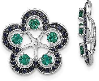 Jaqueta de safira preta esmeralda criada em prata esterlina 925 com pedra do mês de nascimento, joias finas para mulheres, presentes para ela, Cristal Pedra Cristal Pedra Safira, Esmeralda sintética Safira