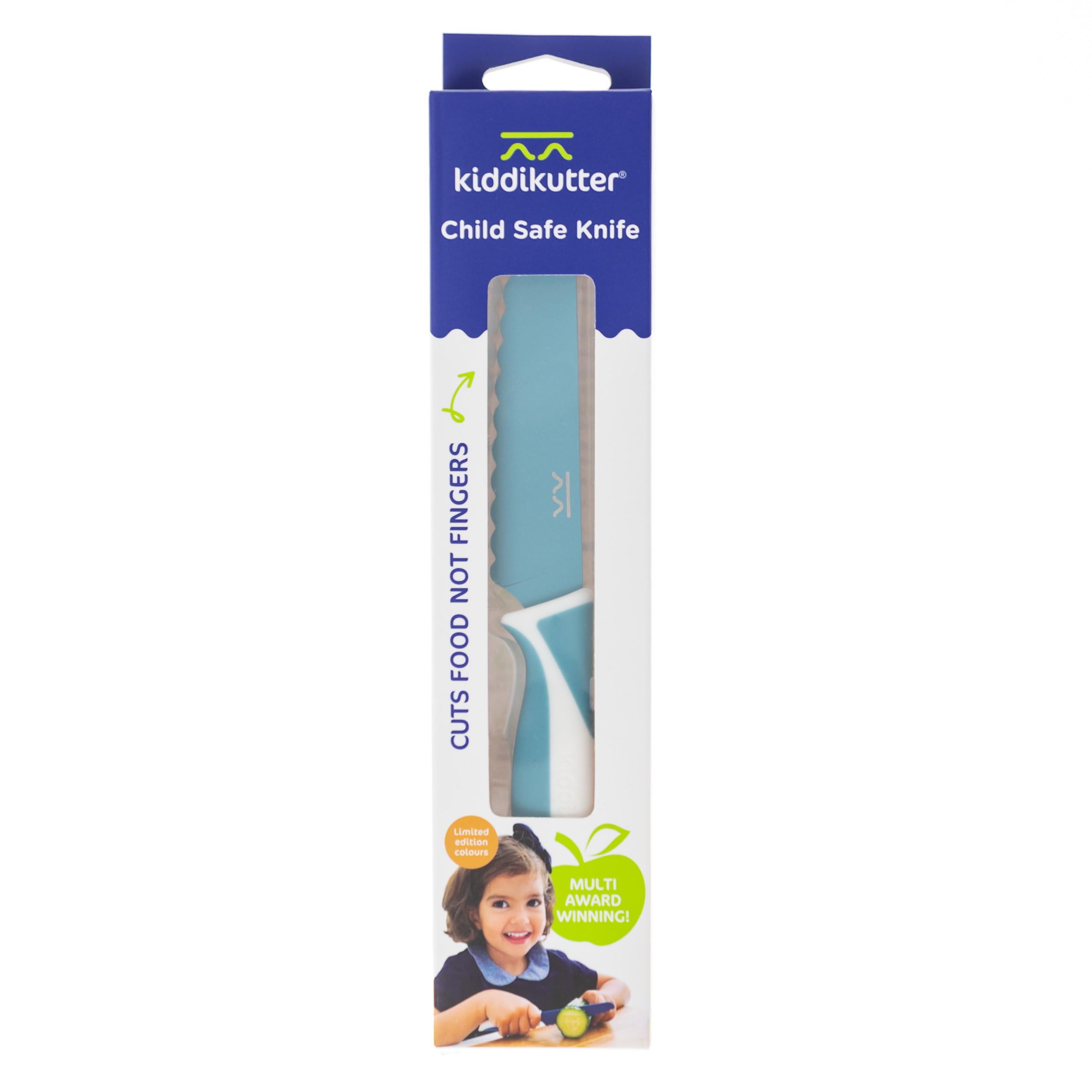 BapronBaby KiddiKutter Couteau d'entraînement (bleu) – Léger et facile à prendre en main – Couteau sans danger pour les enfants – Sans BPA – Passe au lave-vaisselle – 3 ans et plus