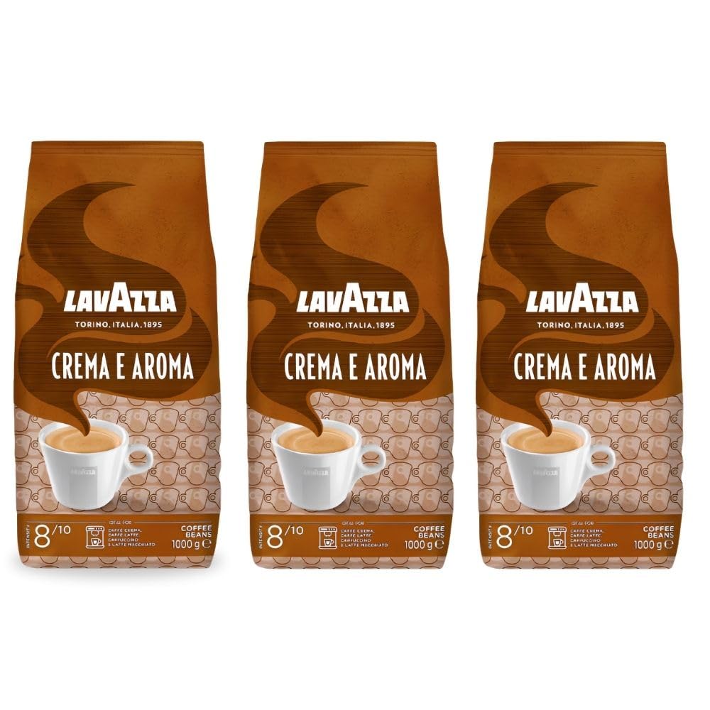 Lavazza Café en Grains Crema E Aroma, Lot de 3, 3 x 1000g