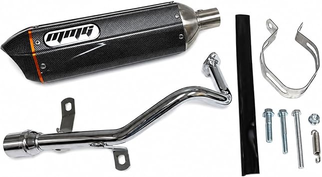 MMG Exhaust System Muffler, GY6 50cc, 10" Wheels, Carbon Fiber Finish