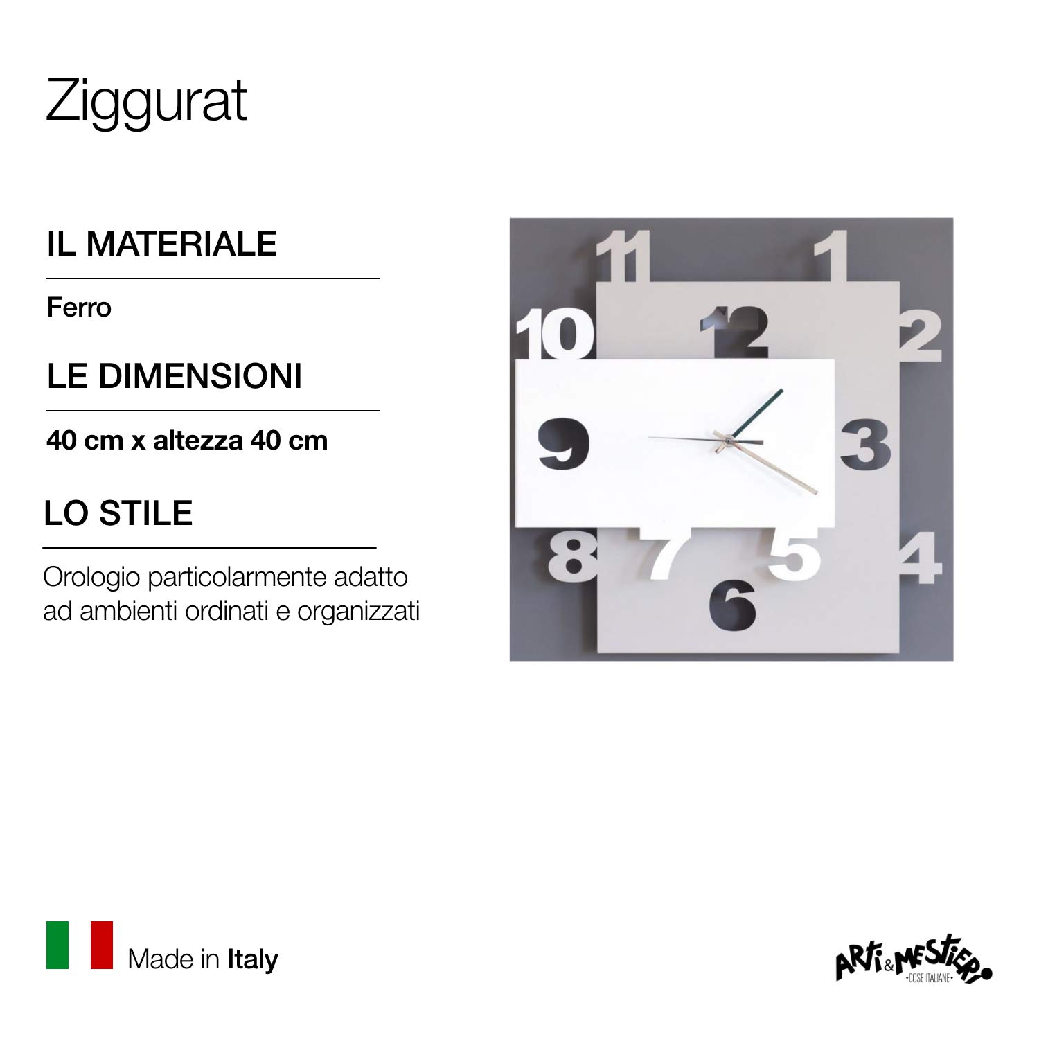 Amazon.co.jp: ARTI & MESTIERI ウォールクロック 壁掛け時計 ziggurat