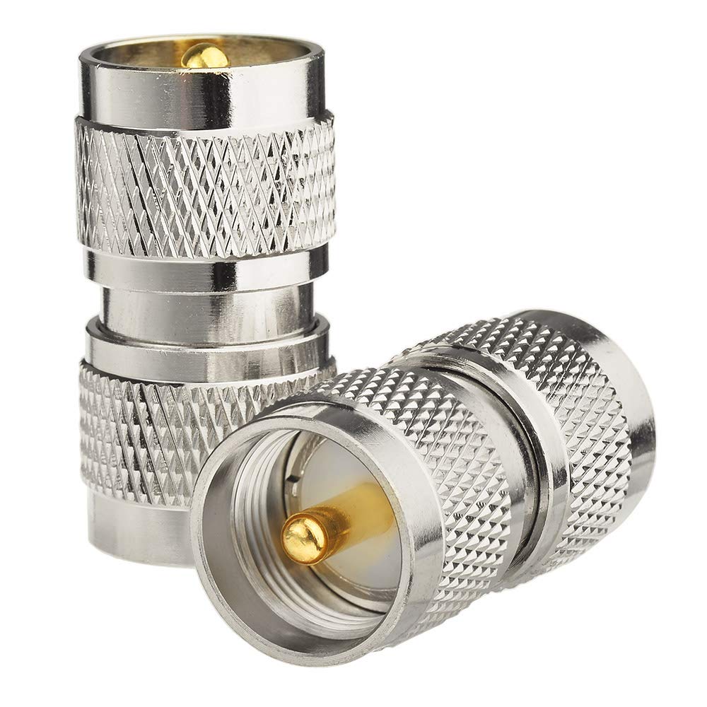 Superbat PL259 Coax Connectors 2-Pack UHF PL259 Male to Male Adapter PL259 Coupler for CB Ham Radio Antenna Dummy Load SWR Meter Cable