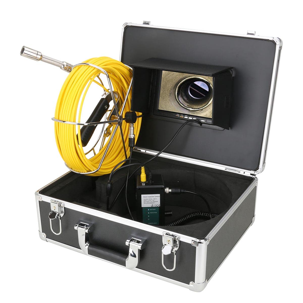 Videocamera per ispezione Tubi con Registrazione DVR da 7", Sistema endoscopico Industriale per condotte fognarie di Scarico IP68 1000TVL con luci a LED da 12 Pezzi