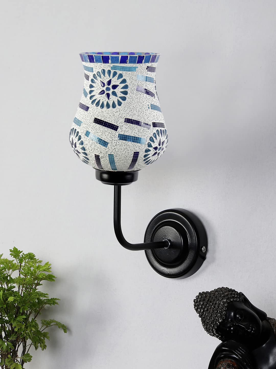 Devansh Iron Wall Lamp, Wall Decor, Wall Hanging Wood Light lamp,Vintage Wall Lamps, Industrial Wall Lights Decorative Home, Living Room, Indoor Outdoor Lighting- Mosaic Glass (Multicolor)-E