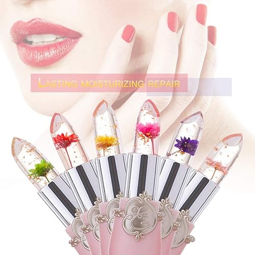 Miniatura 3 de Bálsamo labial transparente con cambio de color, 6 unidades, hidratante, flores de cristal rosa, maquillaje, temperatura, lápiz labial, bálsamo