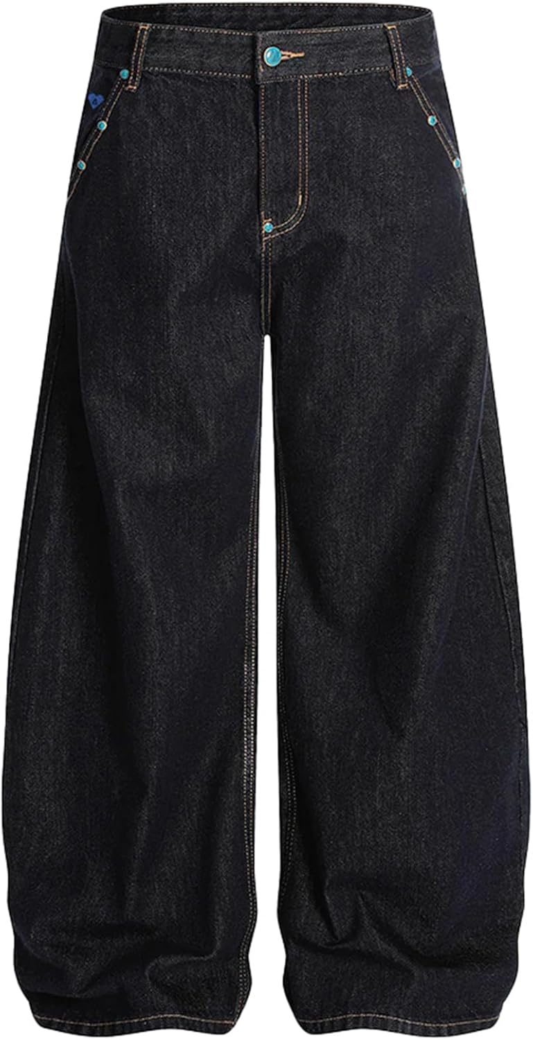 Aelfric Eden Baggy Jeans for Women Vintage Rivet Barrel Jeans High Waisted Wide Leg Y2k Streetwear Pants - Image 3