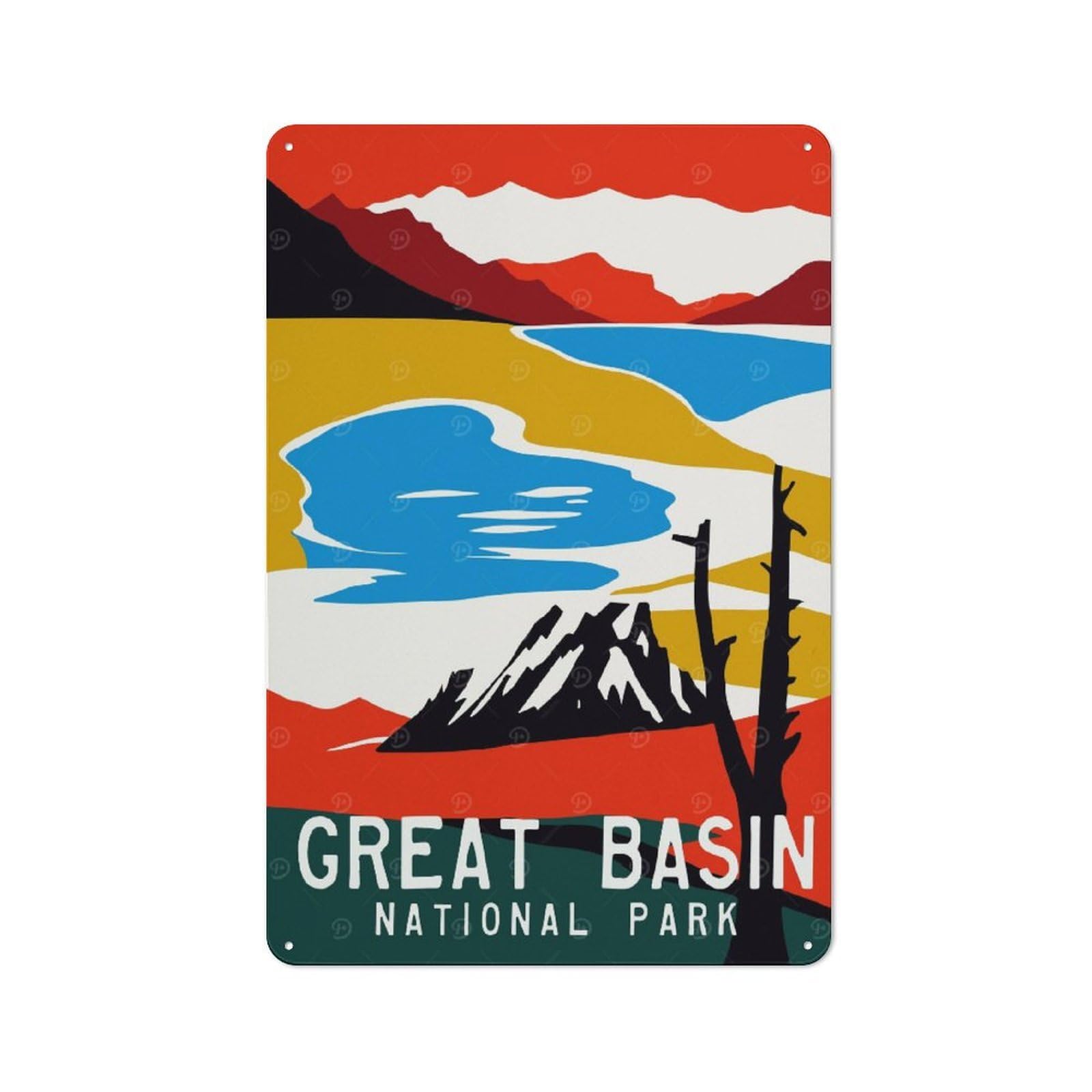 Junmoney Style-19 Tin Sign 30X20cm With Great Basin National Park For Workshop Wall, Rustic Decor, Suited To Workshop Decor Fans
