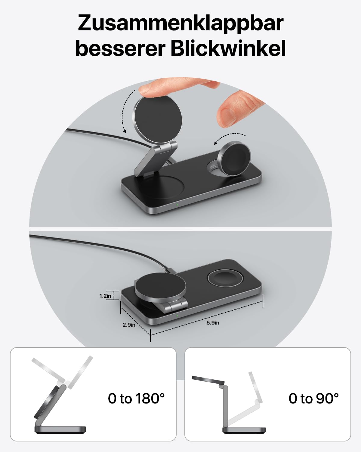 3 in 1 Ladestation mit Qi2.2 25W, Ladestation Apple Watch und iPhone Kompatibel mit Magsafe Ladestation Wireless Charger Für iPhone 17/16/15/14/13/12, AirPods, Apple Watch, mit 35W Adapter