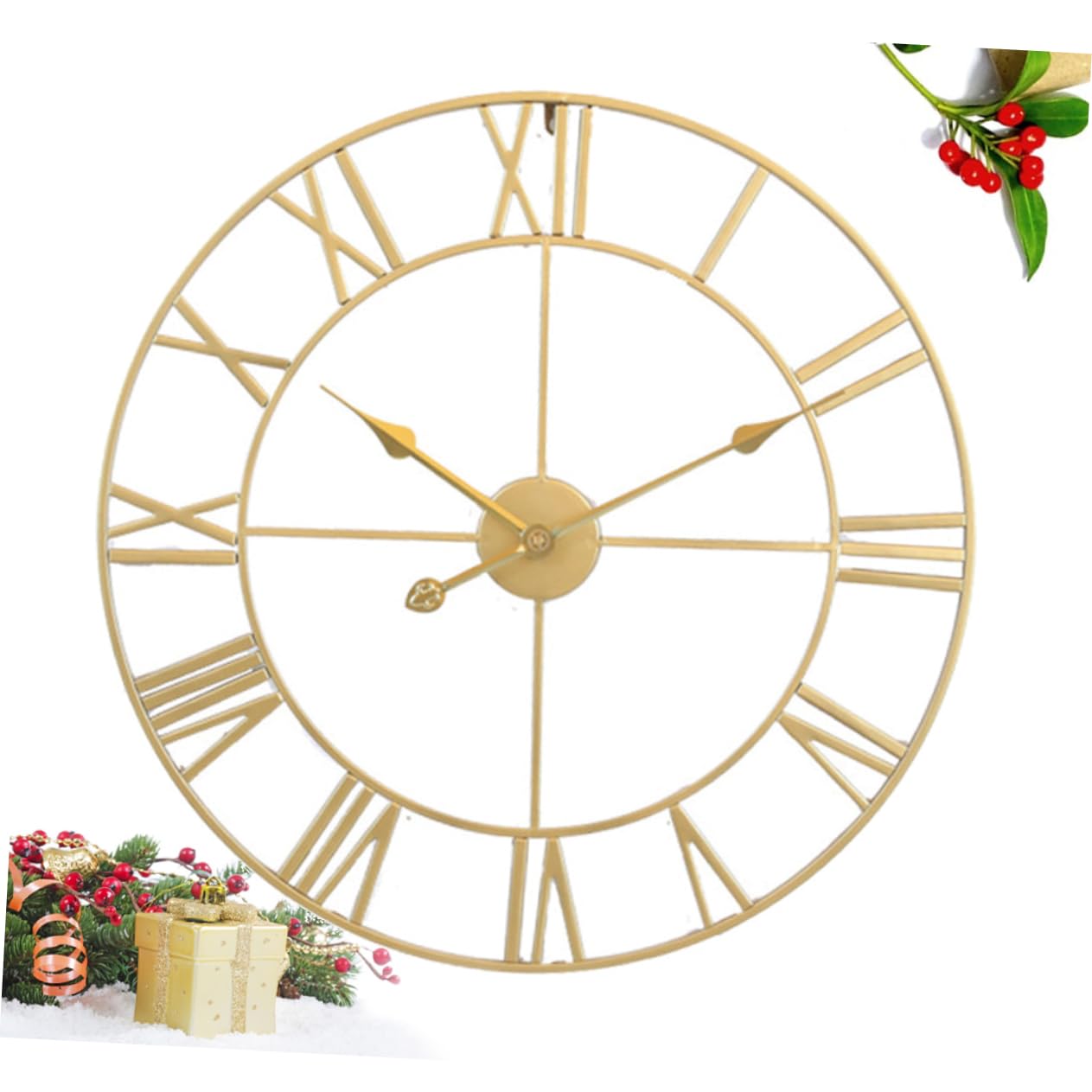 Cabilock Reloj de Pared de Hierro Beige Silencioso para Cocina y Hogar | Decoración para Pared, Fácil de Instalar y Retirar, Estilo Creativo y Chic
