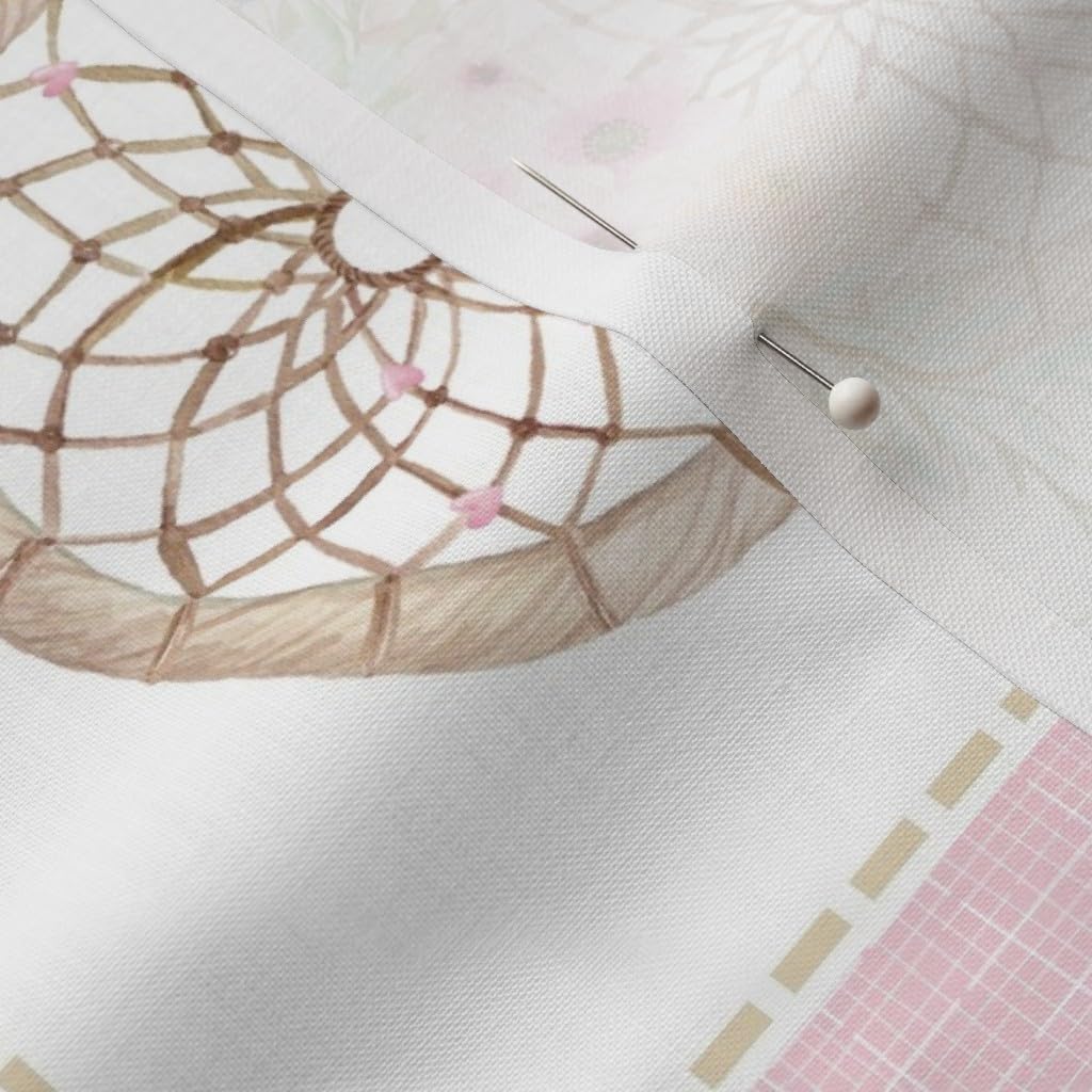 Spoonflower Fabric - Dream Catcher Patchwork Quilt Rotated Wholecloth Girls Pink Mint Printed on Petal Signature Cotton Fabric by The Yard - Sewing Quilting Apparel Crafts Decor