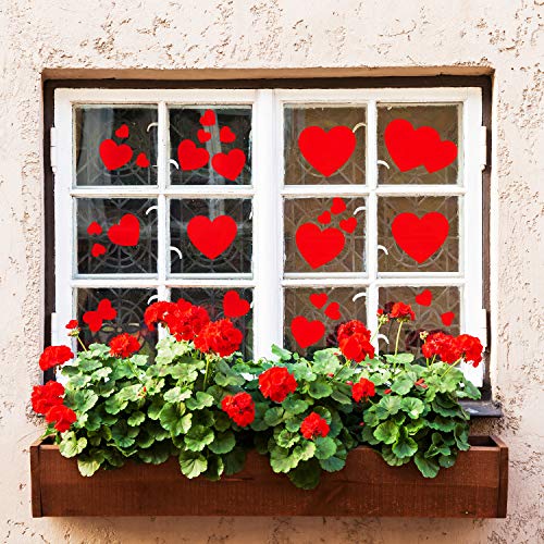 Outus 72 Pieces Heart Floor Decals Removable Heart Window Decals Wall Stickers Love Decorative Stickers for Valentine's Day Wedding Anniversary Decorations