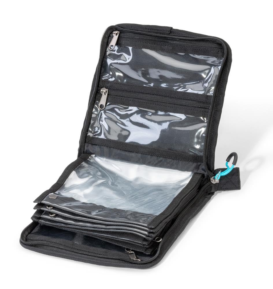 Sea Rig Wallet II – Borsa da pesca con 10 tasche trasparenti, 20 scomparti, 4 tasche in rete, maniglia imbottita, 20 x 22 x 3 cm, tasca precoce, borsa per esche, Blu, 20cm x 22cm x 3cm, Tasca