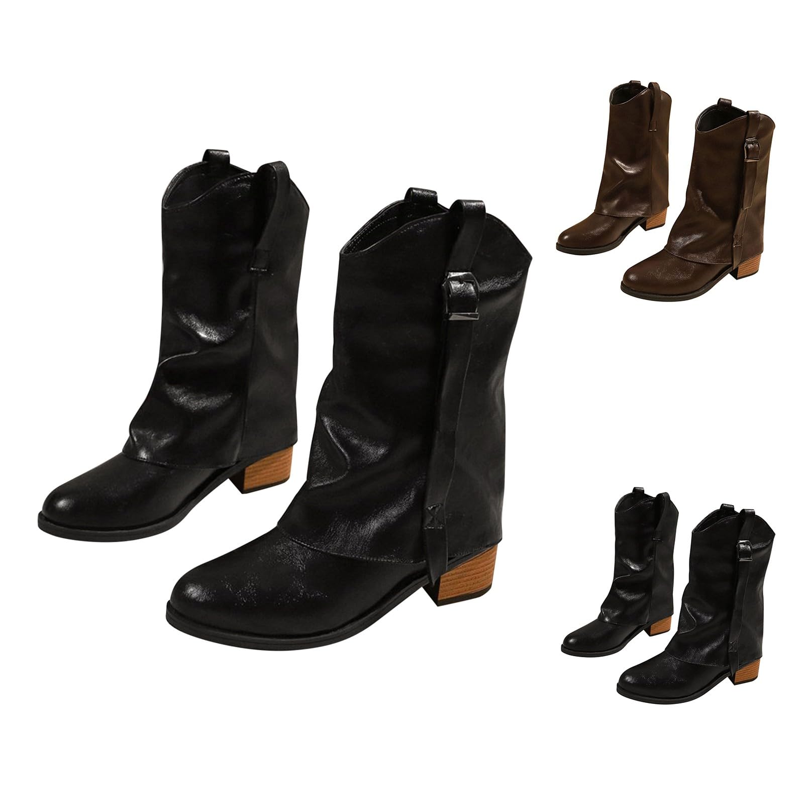 Stivali western da donna, in pelle, stile cowboy, con gambo corto