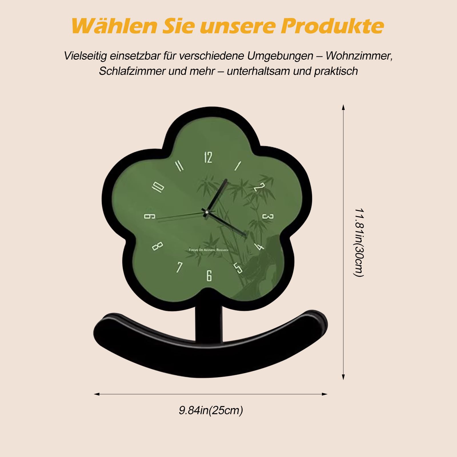 Ergocar Cartoon-Tischuhr, Batteriebetrieben, Kristallklares Glaszifferblatt, Extrem Leise, Kein Ticken, 25 cm (9,84 Zoll) Ideal Als Dekoration Für Wohnzimmer, Schlafzimmer, Nachttische Und Regale