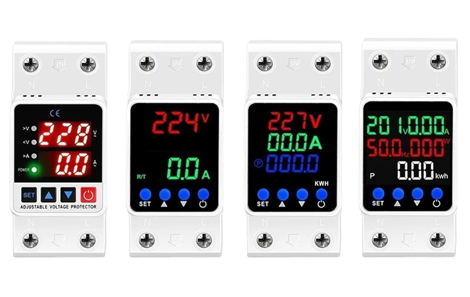 Adjustable Voltage Relay 220V AC with Digital Display - Over/Under Voltage & Current Protector (40A, 63A, 80A)(All-in Version,AC220V 1-80A)