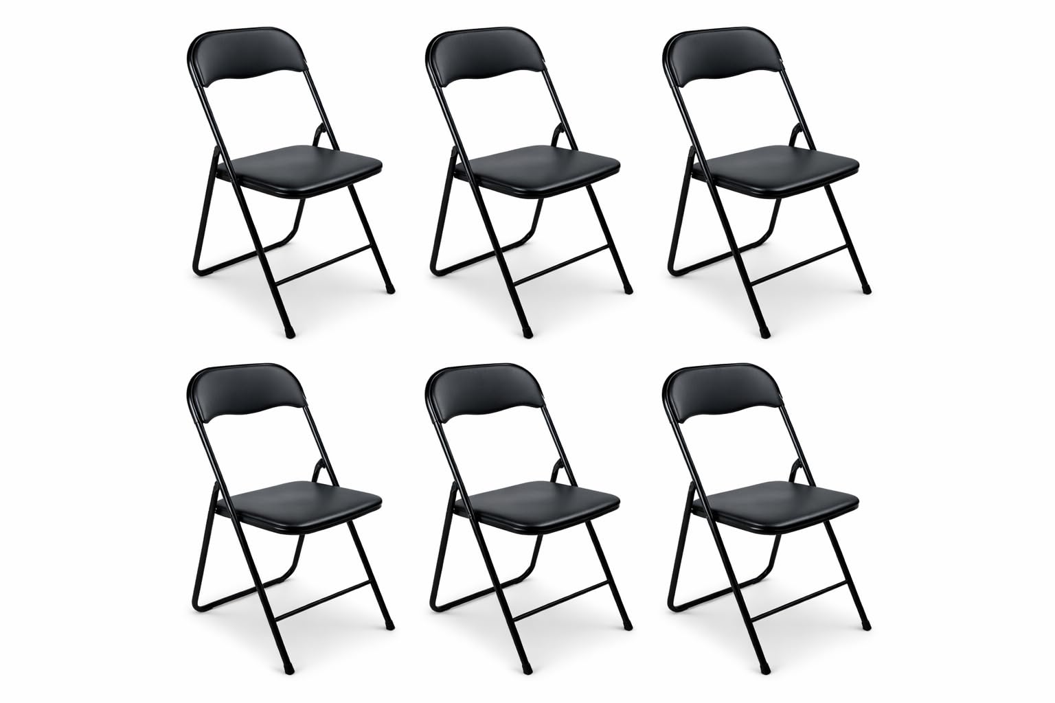Nordiq - Pack de 6 Sillas Plegables y Acolchadas de Comedor, Cocina, Camping | Cómodas para Interior | 44x45x78 cm | Set Resistente (Metal Negro)
