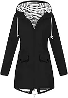 Kuluzego Roupas femininas grandes jaquetas com capuz para mulheres com capuz à prova d'água simples outono inverno 2025, P-l19 azul-marinho, XG