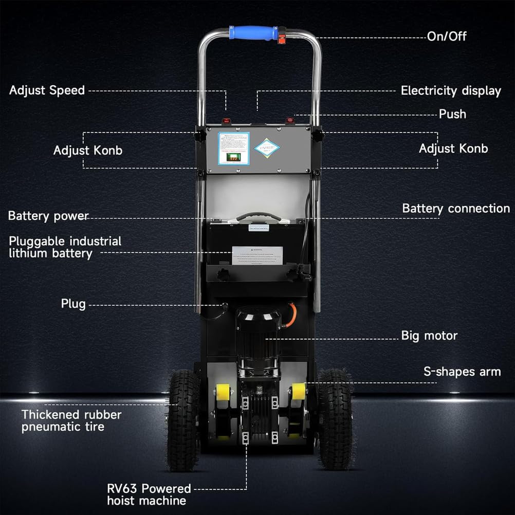 Generico Carrello Montascale Elettrico da 1200 W 400 kg di Carico Camion Elettrico per Sacchi con Maniglia Telescopica Scale e Discese per Trasportare Oggetti Grandi