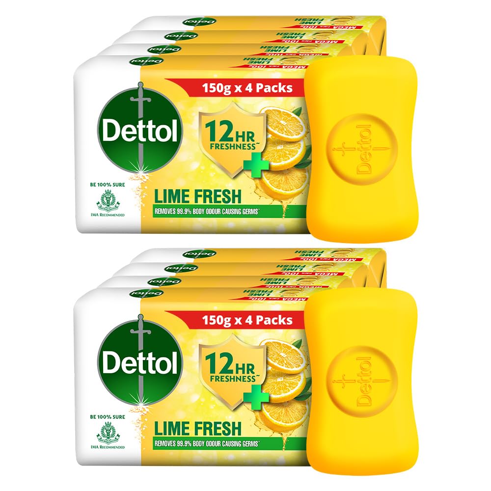 Dettol Lime Cool Bathing Soap Bar with 2x Menthol (600g), 125gm + 20% Extra Free, Pack of 8-image-17