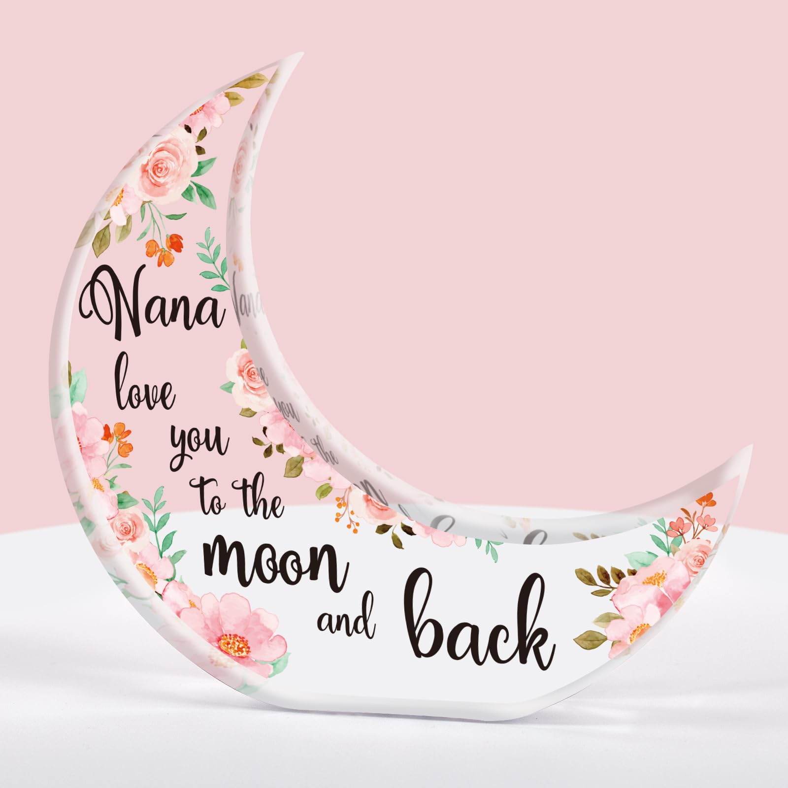 Einanmut Nana gifts - Acrylic Moon Deco - Nana Christmas Gifts, Touching Sayings Engraved Presents for Nanny Birthday, Mothers Day Present for Nan Grandma