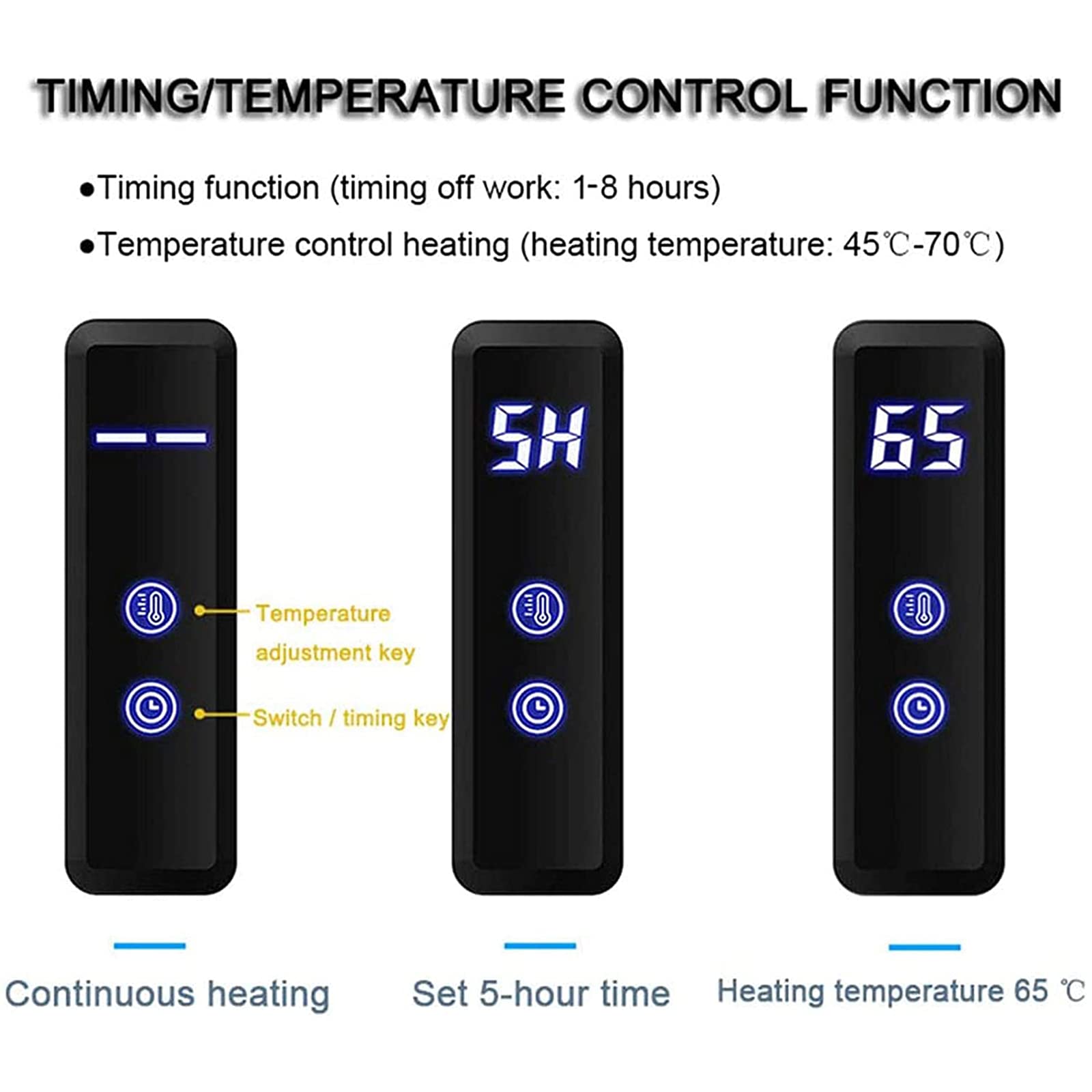 ZQFIDFYR Black Towel Warmer, Wall Mounted Bathroom Electric Heated Towel Rack with Adjustable Temperature and Time, 304 Stainless Steel Heated Towel Rail Radiator (Plug in)