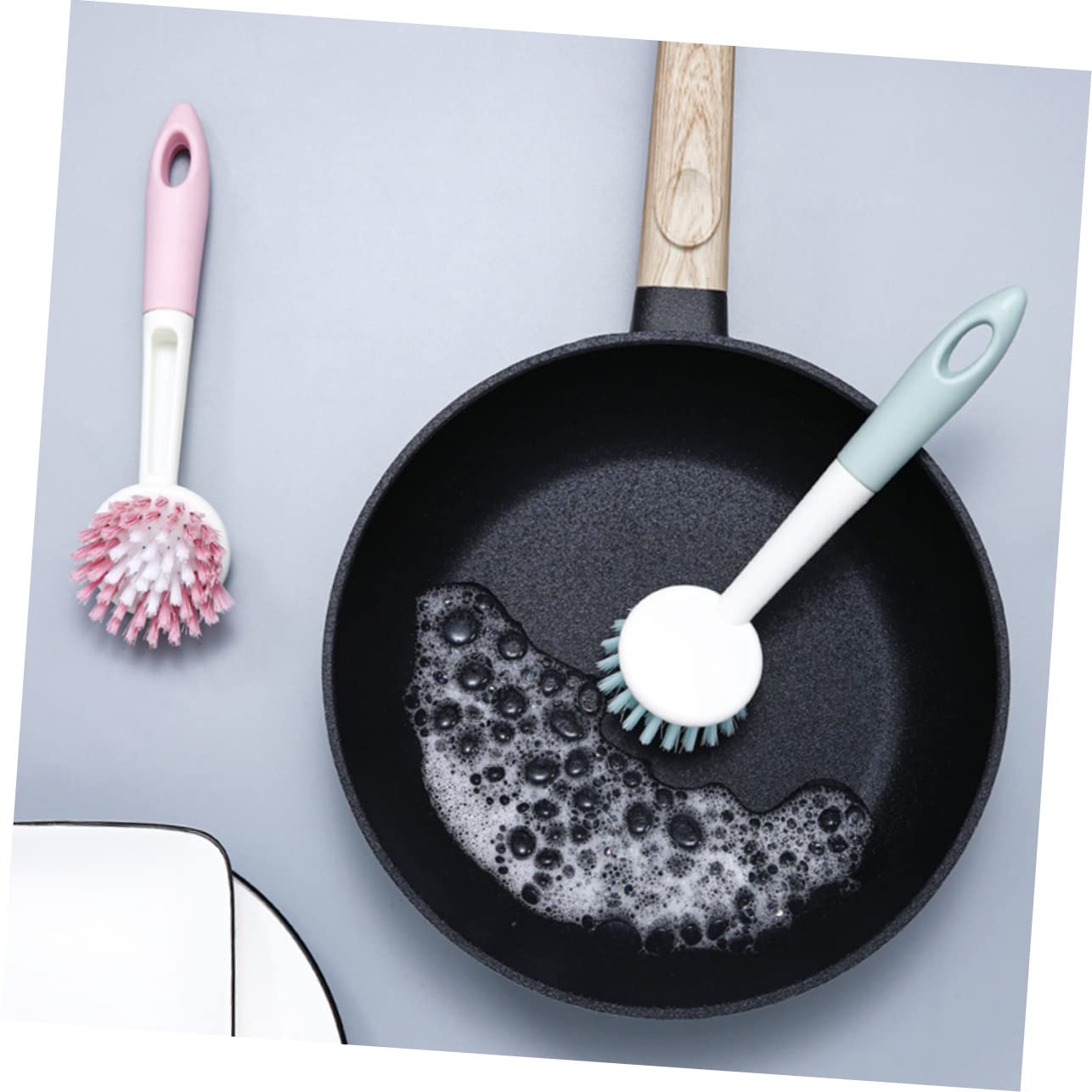 Beavorty Juego De 3 Cepillos para Fregar Platos con Mango para Cocina Cepillos para Fregar Ollas Y Estufas Suaves para El Revestimiento De Ollas Fácil Almacenamiento 2 Unidades X 3
