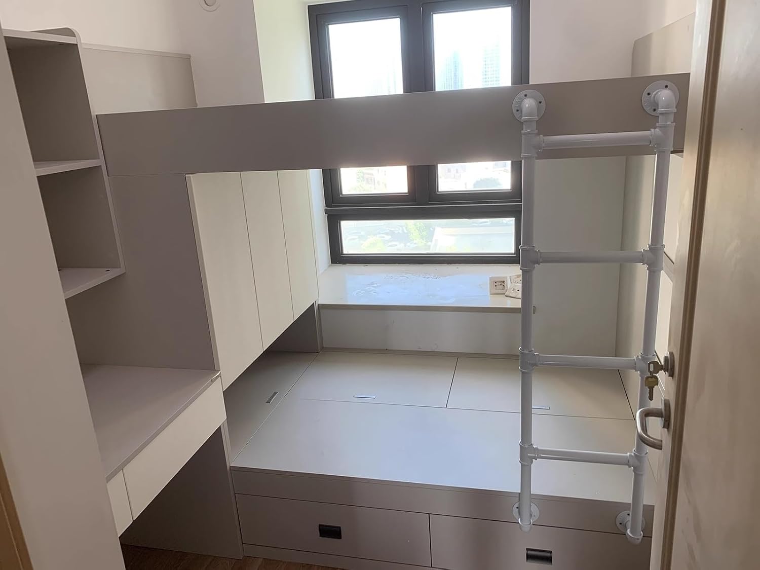 6.6 Ft Heavy Duty Escape Ladder for External Wall Basement Well Window Indoor Loft Two Story Mount Rv Bunk Bed/Bedroom Twin Bed Side Ladder with Rung Easy Climb Ladders