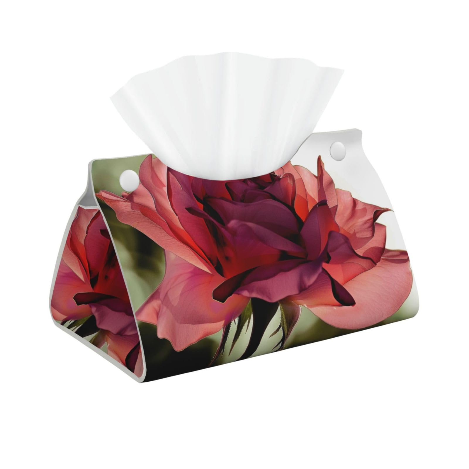 rose flower Print Tissue Box Cover Foldable Tissue Storage Box Leather Tissue Cube Box Holder for Living Room Bedroom Office Car Home Decor