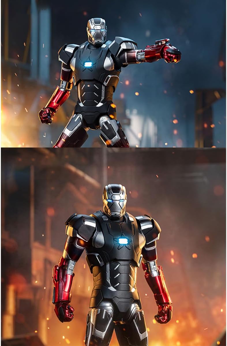 Two different action poses of the HiPlay ZD Toys Iron Man MK22 figure
