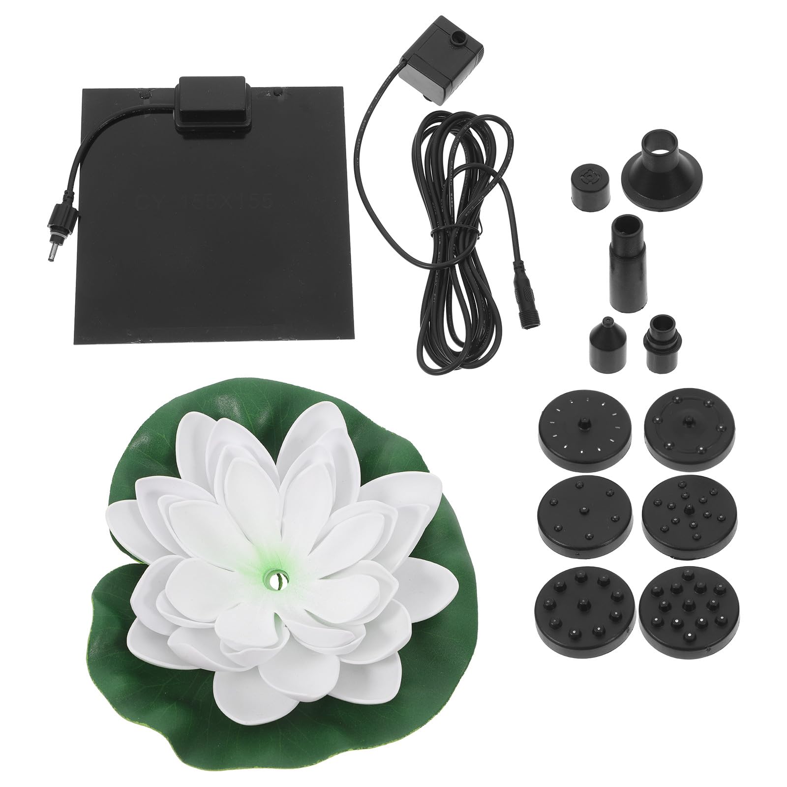 Fontaine à eau de jardin solaire 2,5W OSALADI avec nénuphar flottant blanc pour grand bassin