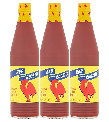 Louisiana Brand Red Rooster - Salsa picante hecha de pimientos añejos y vinagre destilado (6 onzas líquidas (paquete de 3)