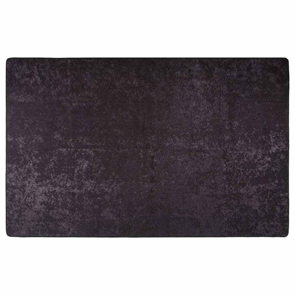 Tapis en velours lavable en machine - 80 x 150 cm - Avec dessous antidérapant pour isolation phonique et motif accrocheur - Anthracite