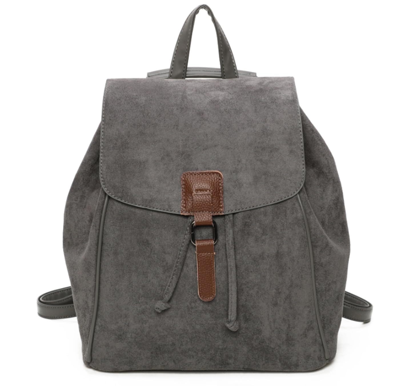 Leahward Women's Grey Faux Suede Backpack, Large Drawstring Rucksack, Casual Daypack (Grey)