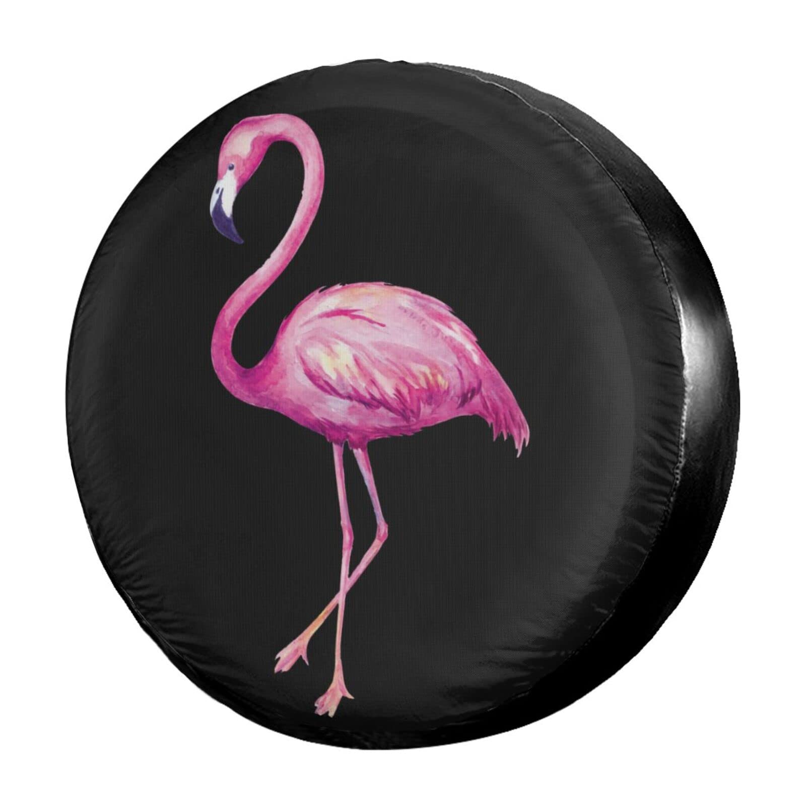 Watercolor Flamingo Spare Tire Cover Dust-Proof Wheel Tire Cover Fit Trailer, RV, SUV and Many Vehicle 17 Inch